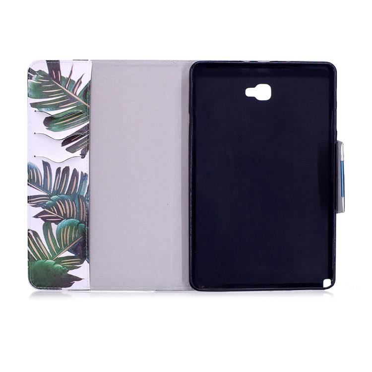 Patterned Leather Stand Smart Tablet Cover for Samsung Galaxy Tab A 10.1 (2016) with S Pen P580 P585 - Banana Leaves-4