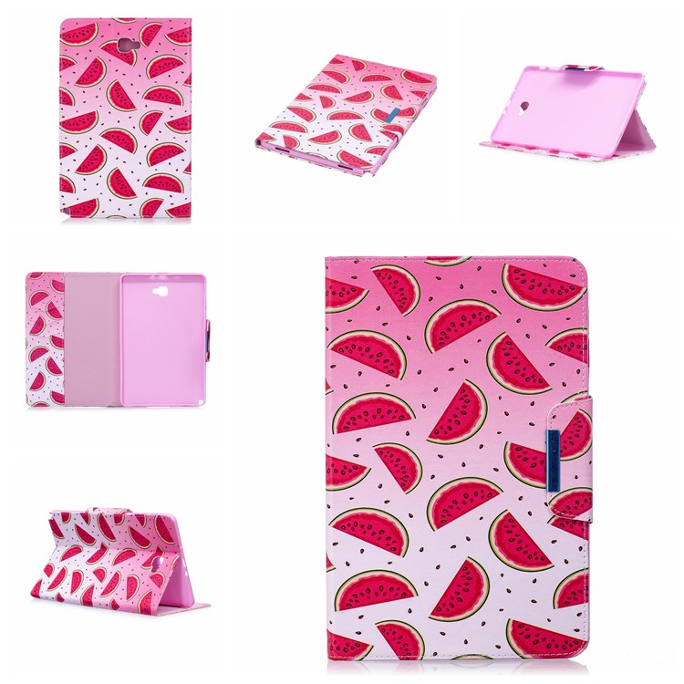 Patterned Leather Wallet Smart Shell for Samsung Galaxy Tab A 10.1 (2016) with S Pen P580 P585 - Watermelon Slices-7