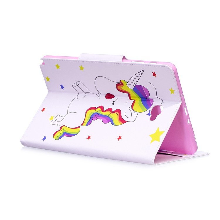 Patterned Leather Wallet Smart Protective Cover for Samsung Galaxy Tab A 10.1 (2016) with S Pen P580 P585 - Shy Unicorn-4