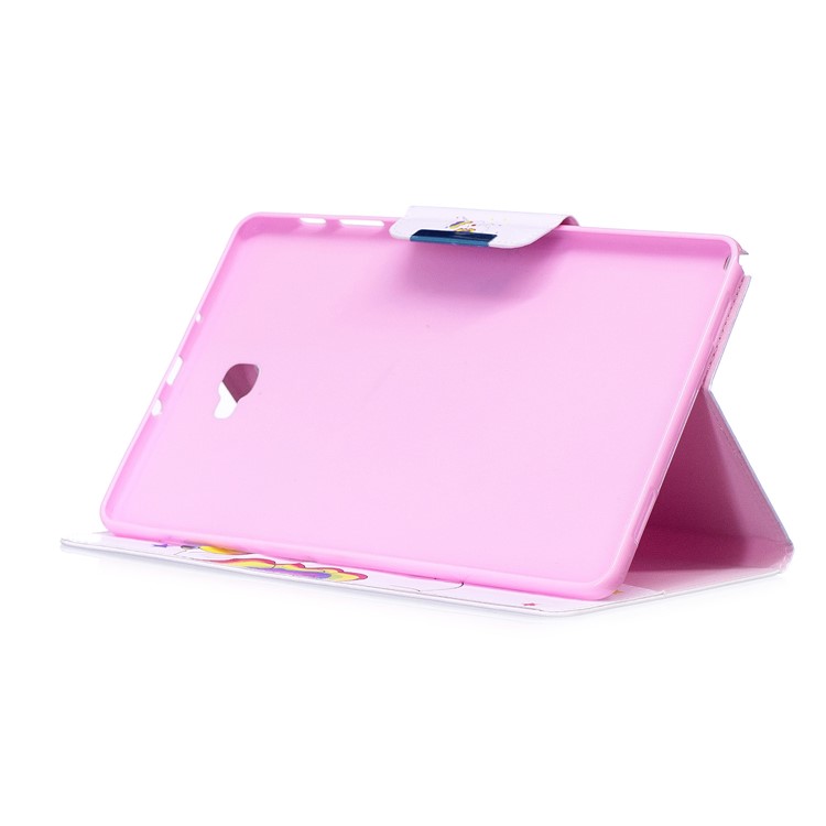 Patterned Leather Wallet Smart Protective Cover for Samsung Galaxy Tab A 10.1 (2016) with S Pen P580 P585 - Shy Unicorn-5