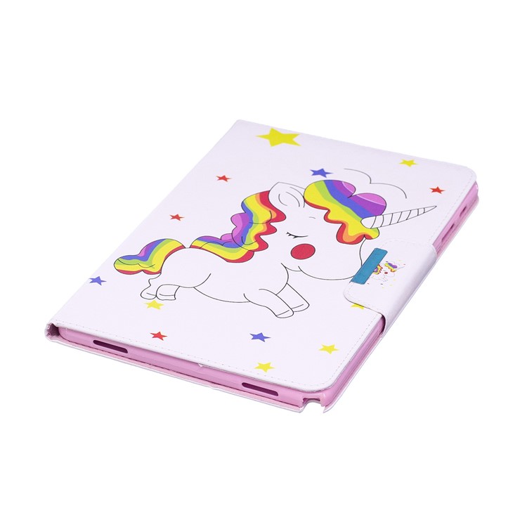 Patterned Leather Wallet Smart Protective Cover for Samsung Galaxy Tab A 10.1 (2016) with S Pen P580 P585 - Shy Unicorn-6