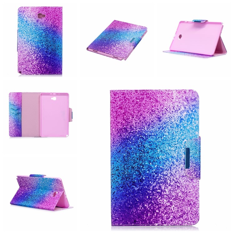 Patterned Leather Wallet Smart Protective Case for Samsung Galaxy Tab A 10.1 (2016) with S Pen P580 P585 - Colorful Glitter Pattern-7