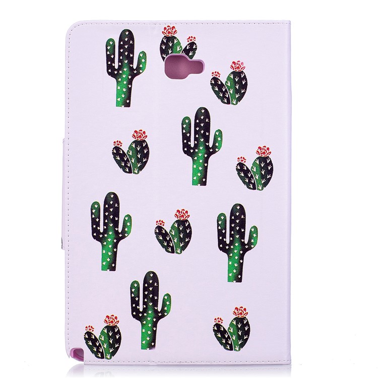Patterned Leather Smart Stand Flip Cover for Samsung Galaxy Tab A 10.1 (2016) with S Pen P580 P585 - Cartoon Cactus-2