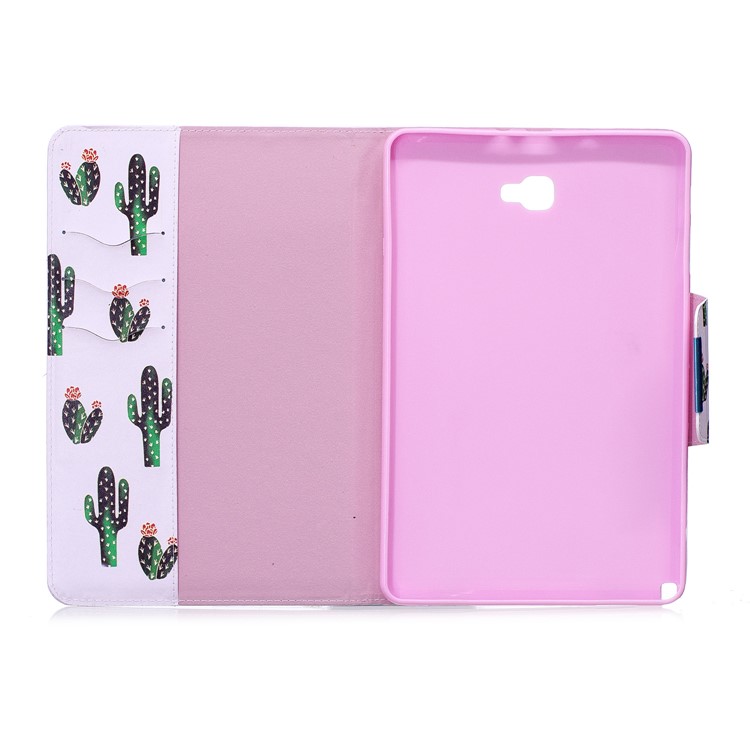 Patterned Leather Smart Stand Flip Cover for Samsung Galaxy Tab A 10.1 (2016) with S Pen P580 P585 - Cartoon Cactus-3
