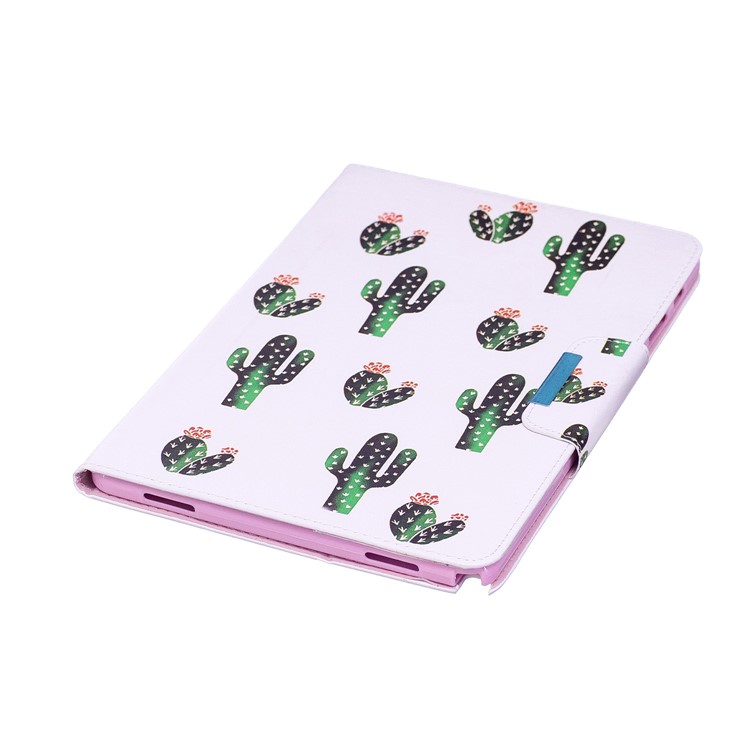 Patterned Leather Smart Stand Flip Cover for Samsung Galaxy Tab A 10.1 (2016) with S Pen P580 P585 - Cartoon Cactus-6