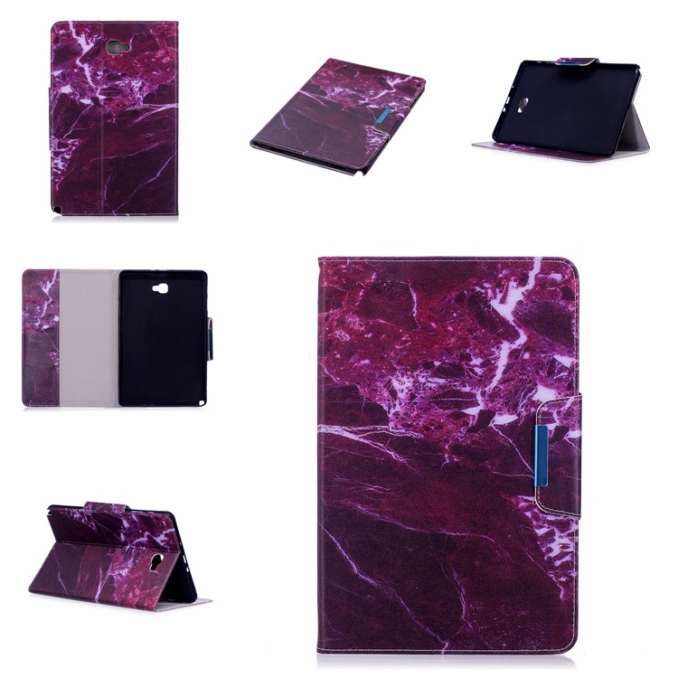 Patterned Leather Smart Stand Flip Casing for Samsung Galaxy Tab A 10.1 (2016) with S Pen P580 P585 - Marble Grain-7