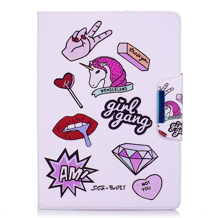Patterned Leather Stand Smart Tablet Casing for Samsung Galaxy Tab S2 9.7 T810 T815 - Girl Gang Elements-1