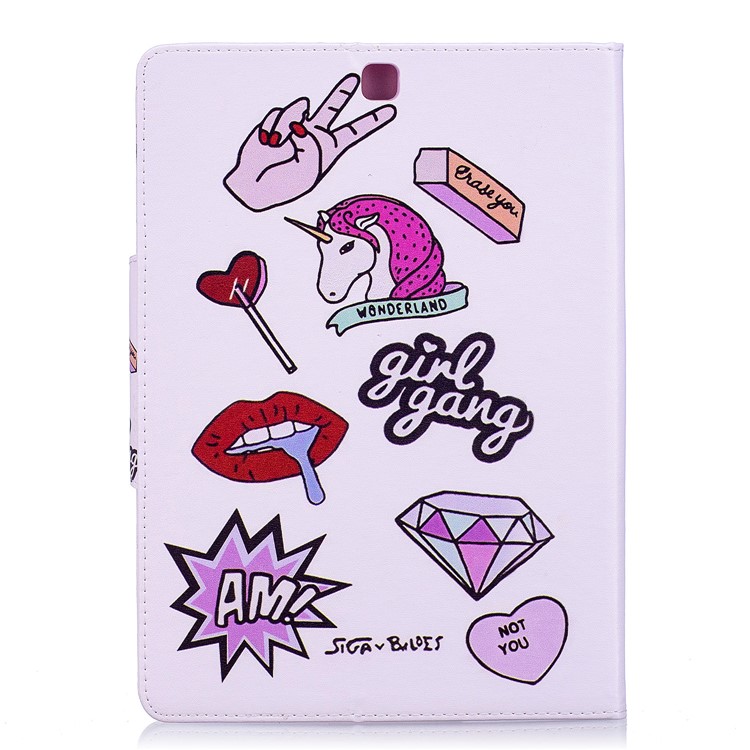 Patterned Leather Stand Smart Tablet Casing for Samsung Galaxy Tab S2 9.7 T810 T815 - Girl Gang Elements-2