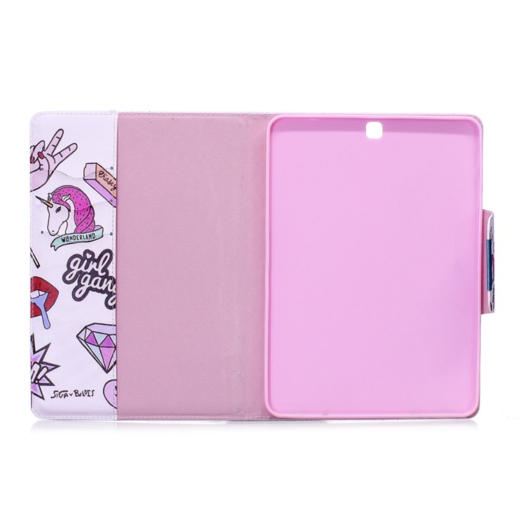 Patterned Leather Stand Smart Tablet Casing for Samsung Galaxy Tab S2 9.7 T810 T815 - Girl Gang Elements-3