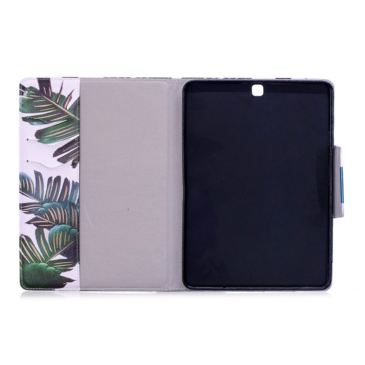 Patterned Leather Stand Smart Tablet Shell for Samsung Galaxy Tab S2 9.7 T810 T815 - Banana Leaves-3