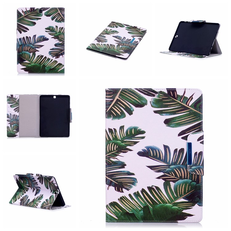 Patterned Leather Stand Smart Tablet Shell for Samsung Galaxy Tab S2 9.7 T810 T815 - Banana Leaves-7
