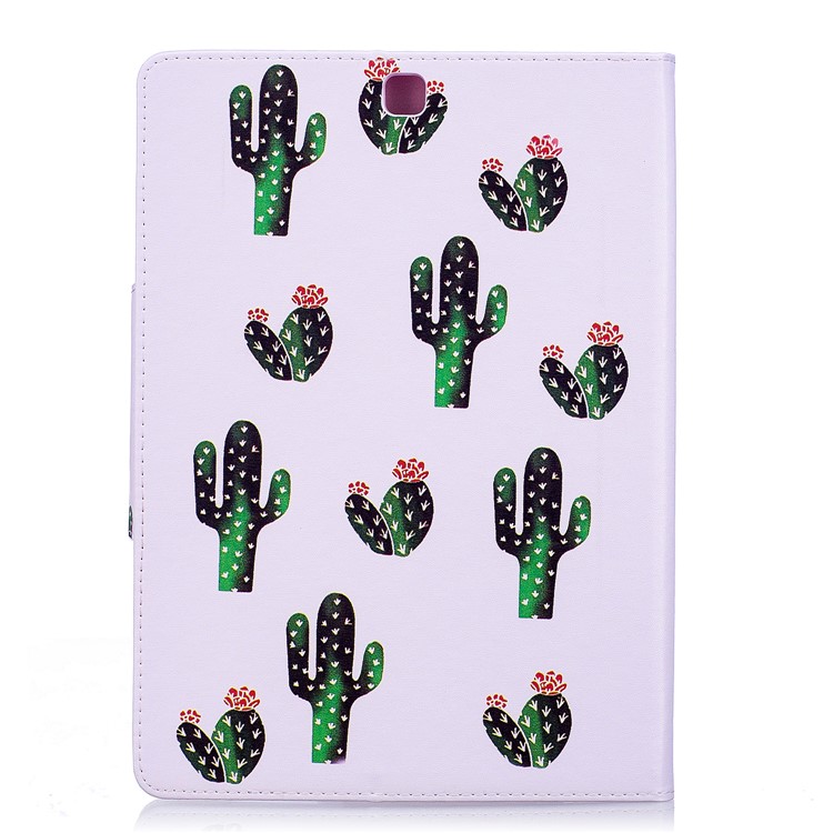 Patterned Leather Stand Wallet Smart Cover for Samsung Galaxy Tab S2 9.7 T810 T815 - Cartoon Cactus-2