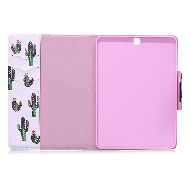 Patterned Leather Stand Wallet Smart Cover for Samsung Galaxy Tab S2 9.7 T810 T815 - Cartoon Cactus-3