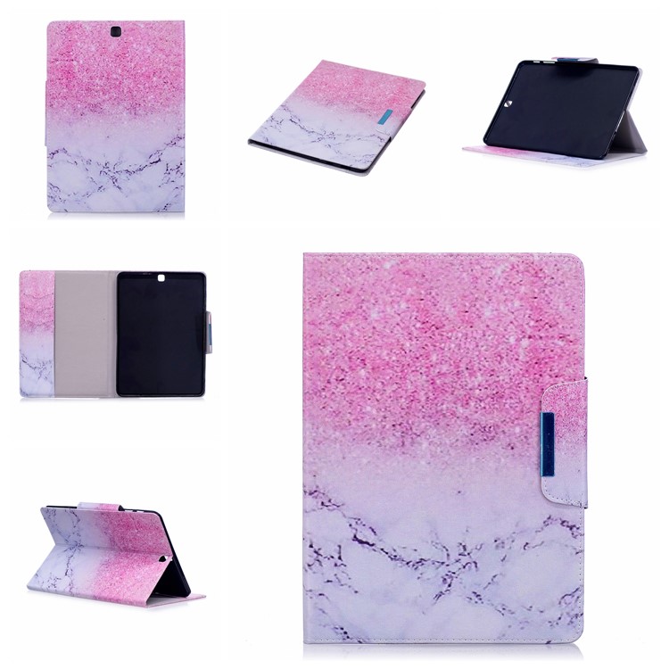 Patterned Leather Stand Wallet Smart Case for Samsung Galaxy Tab S2 9.7 T810 T815 - Marble Grain and Glitter Pattern-7