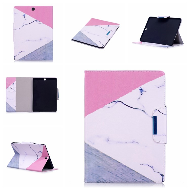 Patterned Leather Stand Smart Protection Cover for Samsung Galaxy Tab S2 9.7 T810 T815 - Triangle and Marble Grain-7