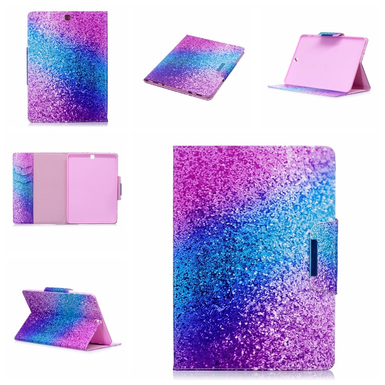 Patterned Leather Wallet Smart Protection Cover for Samsung Galaxy Tab S2 9.7 T810 T815 - Colorful Glitter Pattern-7