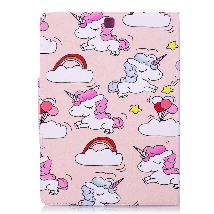 Patterned Leather Smart Stand Flip Cover for Samsung Galaxy Tab S2 9.7 T810 T815 - Unicorns and Cloud-2