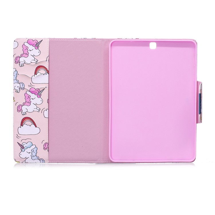 Patterned Leather Smart Stand Flip Cover for Samsung Galaxy Tab S2 9.7 T810 T815 - Unicorns and Cloud-3