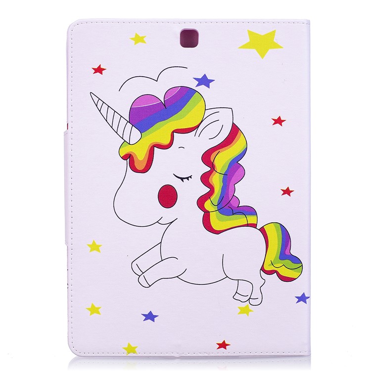 Patterned Leather Stand Smart Case Wallet for Samsung Galaxy Tab S2 9.7 T810 T815 - Shy Unicorn-2