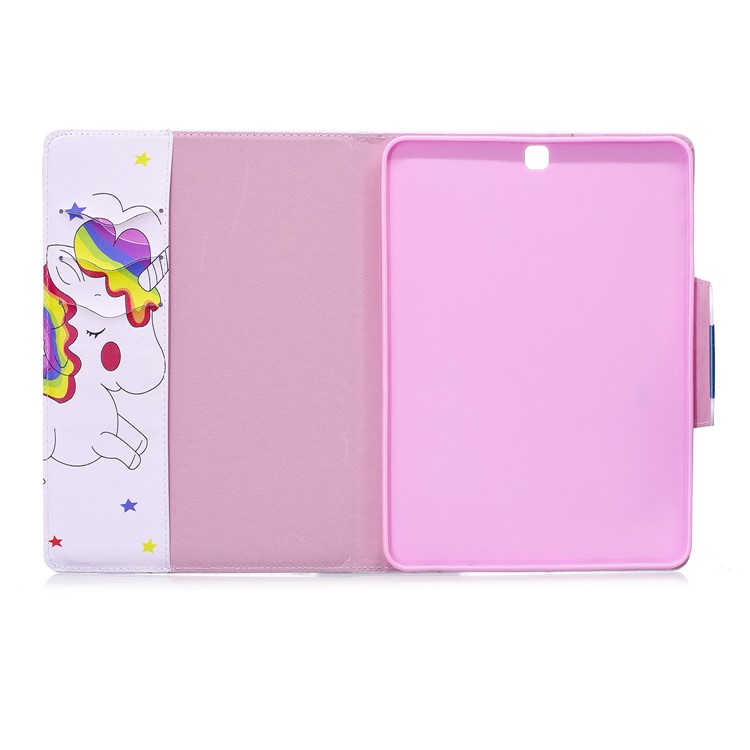 Patterned Leather Stand Smart Case Wallet for Samsung Galaxy Tab S2 9.7 T810 T815 - Shy Unicorn-3