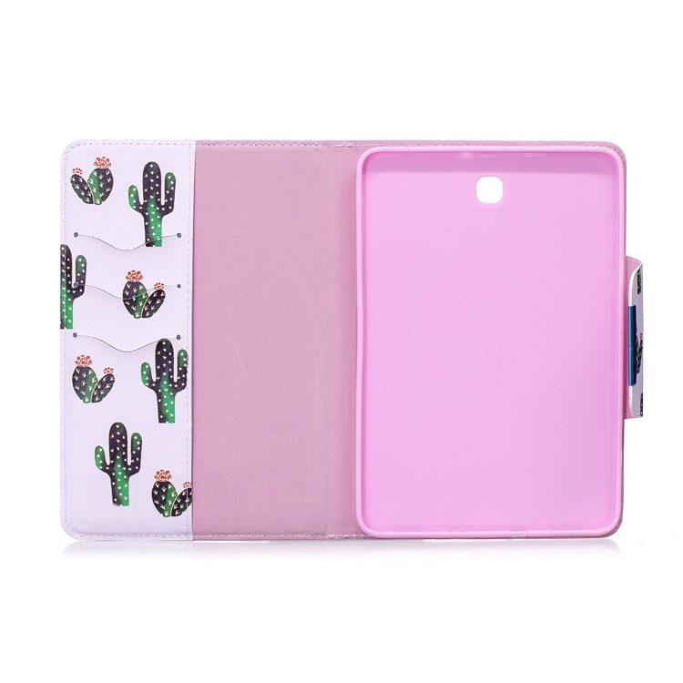 Patterned Leather Wallet Stand Smart Tablet Case for Samsung Galaxy Tab S2 8.0 T710 T715 - Cartoon Cactus-4