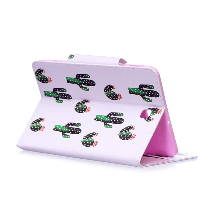 Patterned Leather Wallet Stand Smart Tablet Case for Samsung Galaxy Tab S2 8.0 T710 T715 - Cartoon Cactus-5