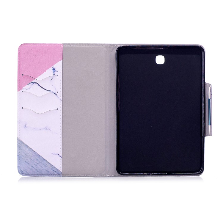Patterned Leather Wallet Stand Smart Tablet Cover for Samsung Galaxy Tab S2 8.0 T710 T715 - Triangle and Marble Grain-3