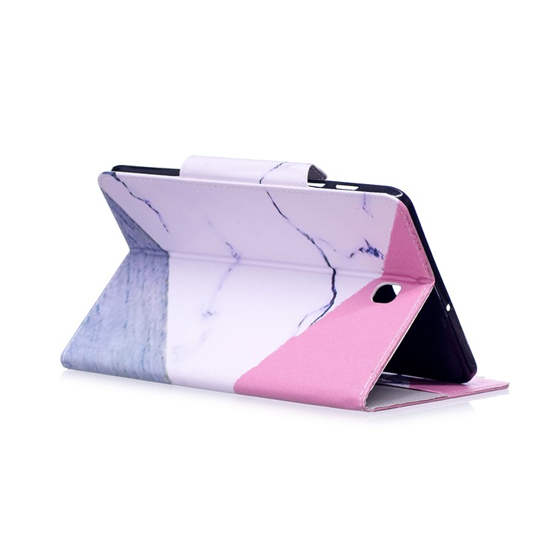 Patterned Leather Wallet Stand Smart Tablet Cover for Samsung Galaxy Tab S2 8.0 T710 T715 - Triangle and Marble Grain-4