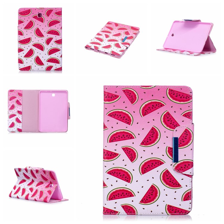 Patterned Leather Wallet Stand Smart Tablet Shell for Samsung Galaxy Tab S2 8.0 T710 T715 - Watermelon Slices-7
