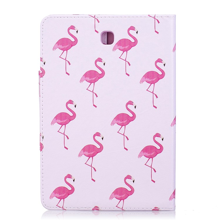 Patterned PU Leather Wallet Smart Case with Stand for Samsung Galaxy Tab S2 8.0 T710 T715 - Flamingos-2