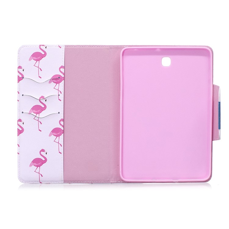 Patterned PU Leather Wallet Smart Case with Stand for Samsung Galaxy Tab S2 8.0 T710 T715 - Flamingos-3