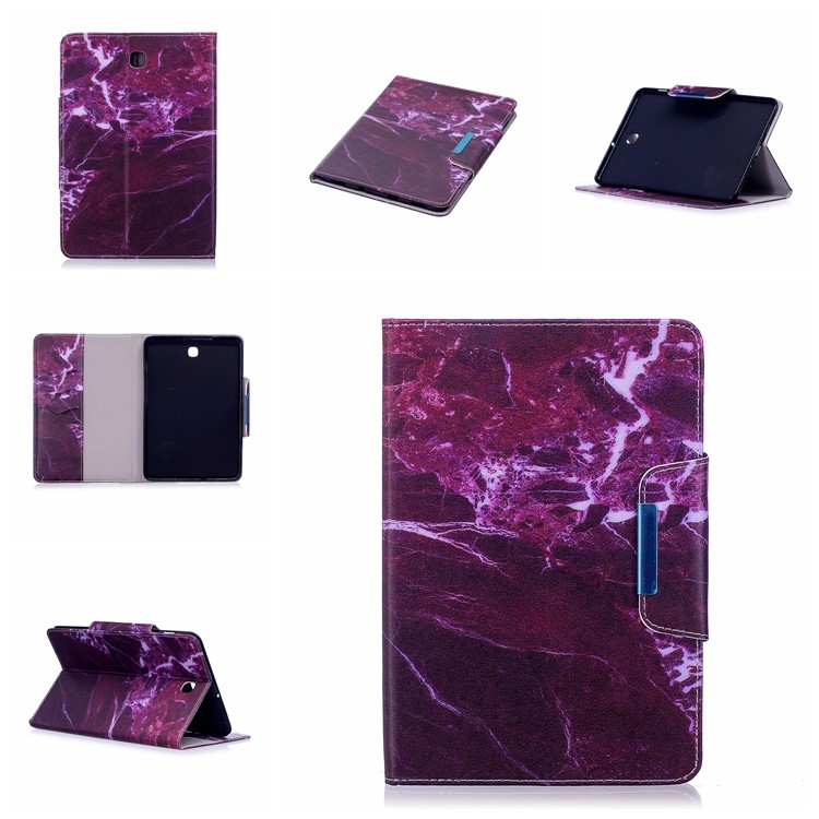 Patterned PU Leather Wallet Smart Cover with Stand for Samsung Galaxy Tab S2 8.0 T710 T715 - Marble Grain-7