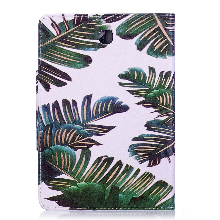 Patterned PU Leather Wallet Smart Shell with Stand for Samsung Galaxy Tab S2 8.0 T710 T715 - Banana Leaves-2