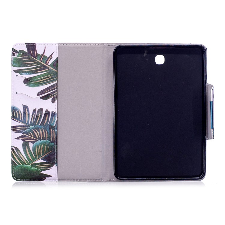 Patterned PU Leather Wallet Smart Shell with Stand for Samsung Galaxy Tab S2 8.0 T710 T715 - Banana Leaves-3