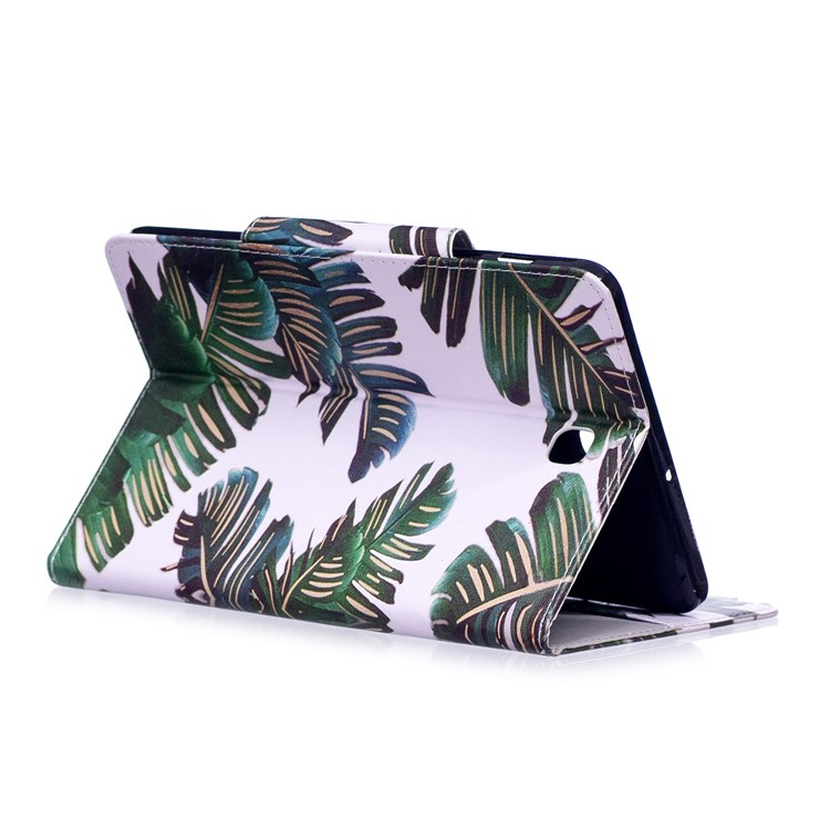 Patterned PU Leather Wallet Smart Shell with Stand for Samsung Galaxy Tab S2 8.0 T710 T715 - Banana Leaves-4