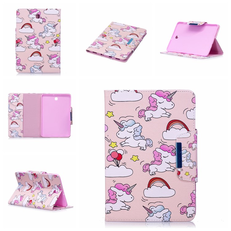 Pattern Printing Leather Protection Smart Case for Samsung Galaxy Tab S2 8.0 T710 T715 - Unicorns and Cloud-7