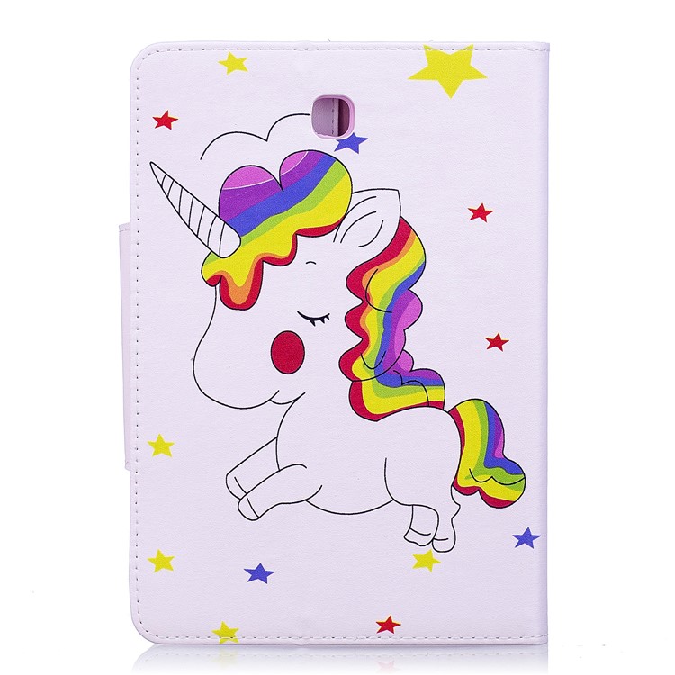 Pattern Printing Leather Protection Smart Cover for Samsung Galaxy Tab S2 8.0 T710 T715 - Shy Unicorn-2