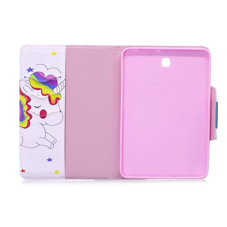 Pattern Printing Leather Protection Smart Cover for Samsung Galaxy Tab S2 8.0 T710 T715 - Shy Unicorn-3