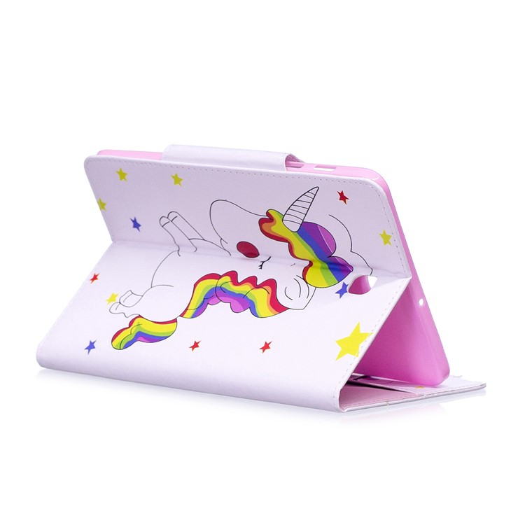Pattern Printing Leather Protection Smart Cover for Samsung Galaxy Tab S2 8.0 T710 T715 - Shy Unicorn-4
