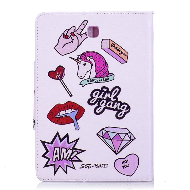 Patterned Leather Wallet Stand Smart Cover Case for Samsung Galaxy Tab S2 8.0 T710 T715 - Girl Gang Elements-2