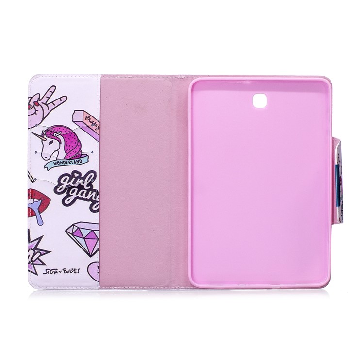Patterned Leather Wallet Stand Smart Cover Case for Samsung Galaxy Tab S2 8.0 T710 T715 - Girl Gang Elements-3