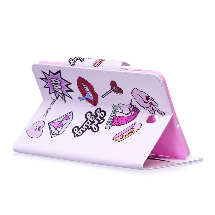 Patterned Leather Wallet Stand Smart Cover Case for Samsung Galaxy Tab S2 8.0 T710 T715 - Girl Gang Elements-4