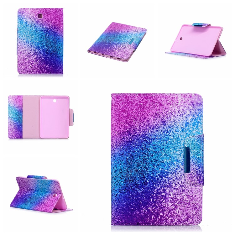Pattern Printing PU Leather Protection Smart Case Accessory for Samsung Galaxy Tab S2 8.0 T710 T715 - Colorful Glitter Pattern-7