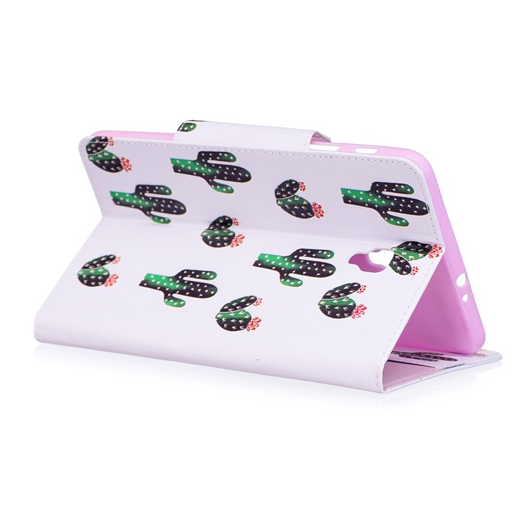 Pattern Printing PU Leather Wallet Stand Smart Case for Samsung Galaxy Tab A 8.0 (2017) - Cartoon Cactus-4