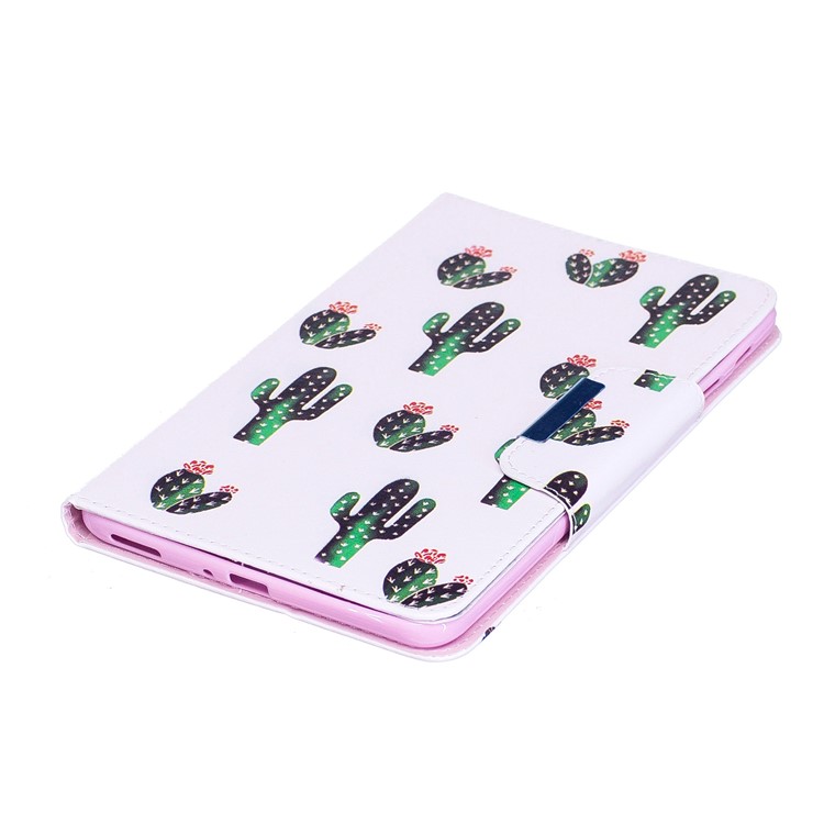 Pattern Printing PU Leather Wallet Stand Smart Case for Samsung Galaxy Tab A 8.0 (2017) - Cartoon Cactus-5