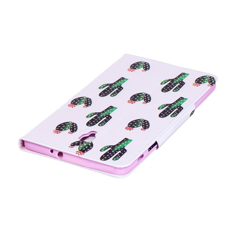 Pattern Printing PU Leather Wallet Stand Smart Case for Samsung Galaxy Tab A 8.0 (2017) - Cartoon Cactus-6