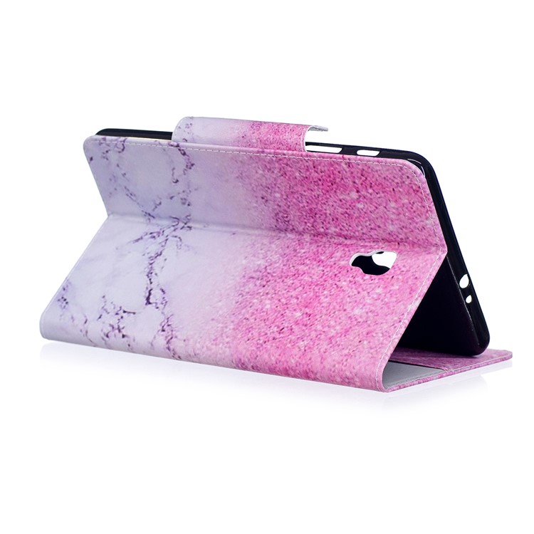 Patterned Leather Wallet Stand Smart Cover for Samsung Galaxy Tab A 8.0 (2017) - Marble Grain and Glitter Pattern-4