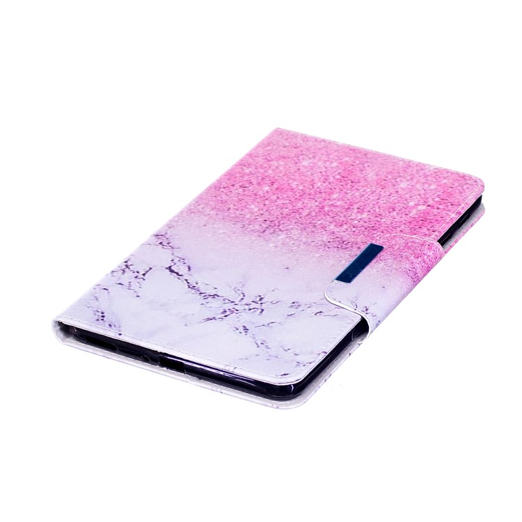 Patterned Leather Wallet Stand Smart Cover for Samsung Galaxy Tab A 8.0 (2017) - Marble Grain and Glitter Pattern-5
