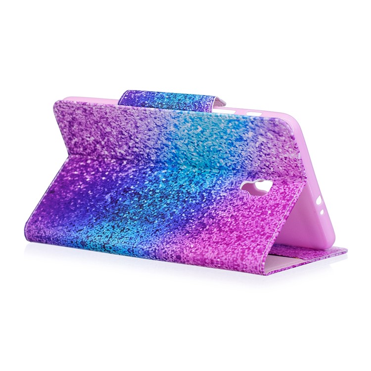 Patterned Leather Wallet Stand Smart Case Cover for Samsung Galaxy Tab A 8.0 (2017) - Colorful Glitter Pattern-4