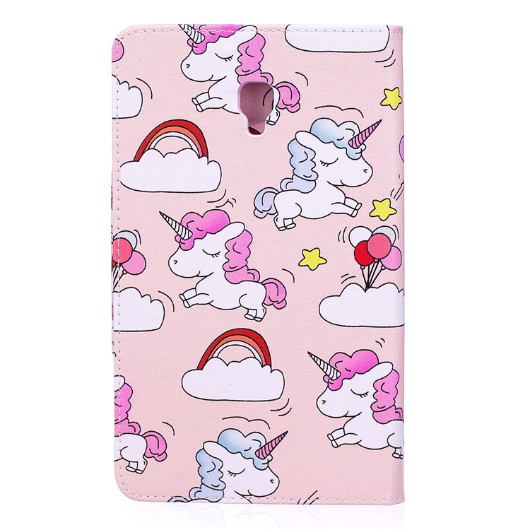 Patterned Leather Wallet Stand Smart Case Shell for Samsung Galaxy Tab A 8.0 (2017) - Unicorns and Cloud-2